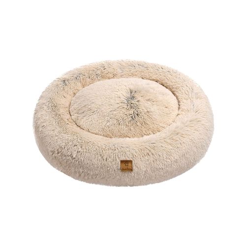 Charlie's - Shaggy Faux Fur Round Calming Dog Bed - Cream - Large