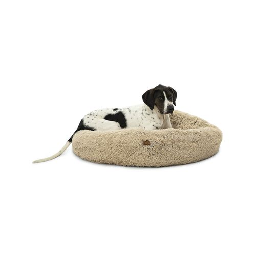 Charlie's - Shaggy Faux Fur Round Calming Dog Bed - Cream - Large