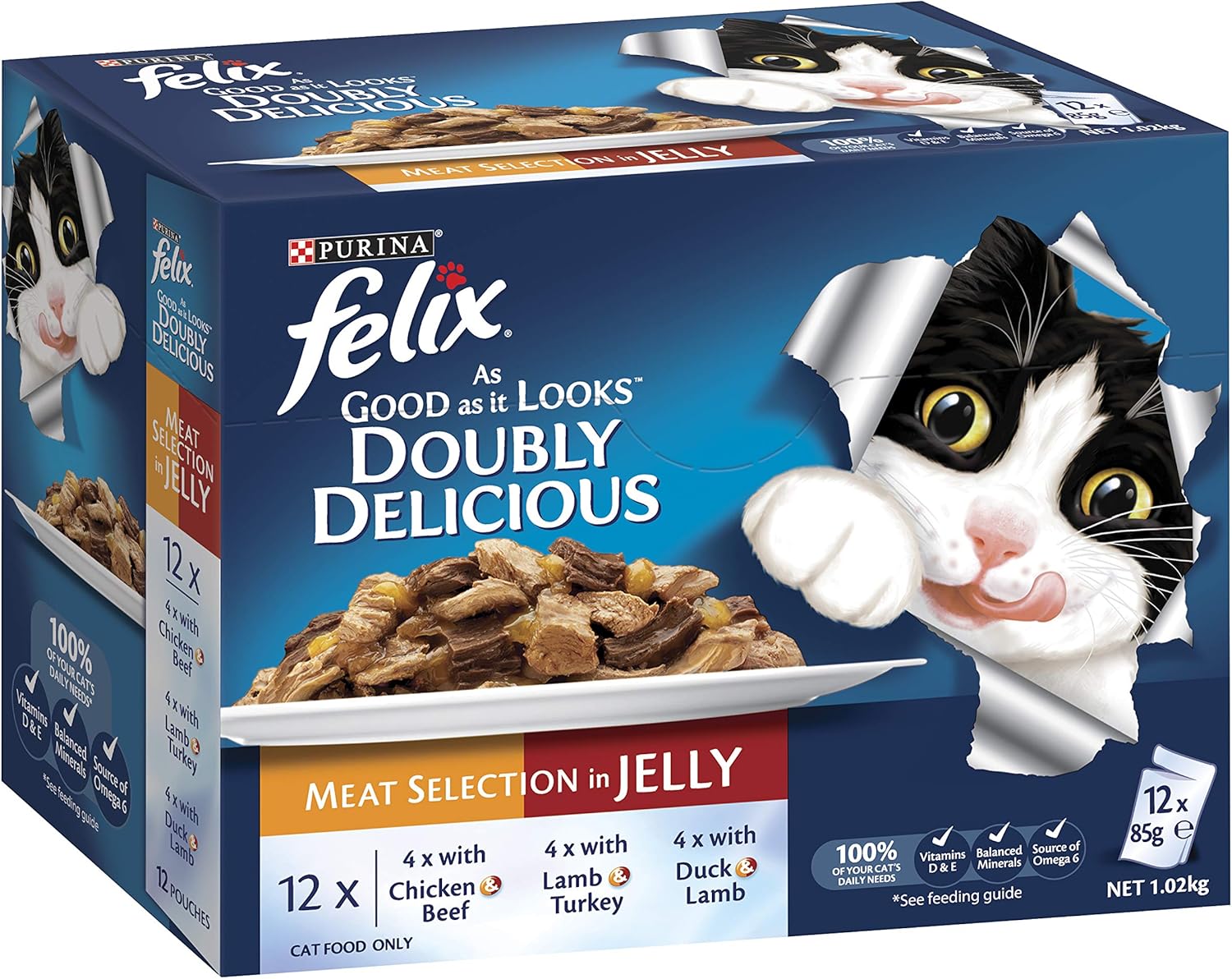 FELIX - As Good As It Looks Adult Wet Cat Food Meat Selection 60x85g - Petservo