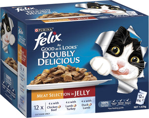 FELIX - As Good As It Looks Adult Wet Cat Food Meat Selection 60x85g - Petservo