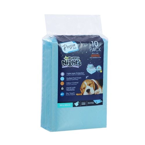 Paws & Claws - 90 x 60cm Dry Puppy Nights Pet Training Pads - 10 Pack - Petservo