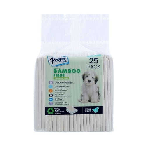 Paws & Claws - 56 x 56cm Bamboo Fibre Pet Training Pads - 25 Pack - Petservo