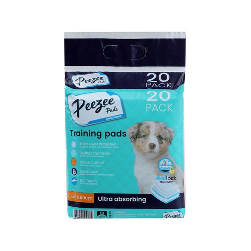 Paws And Claws 60 x 60cm Antibacterial Pet Training Pads - 20 Pack