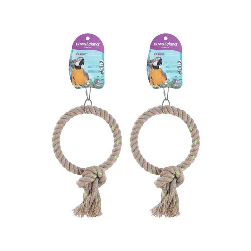 Paws and Claws - 16cm Jute Ring Parrot Pet/Bird Toy Small - 2x