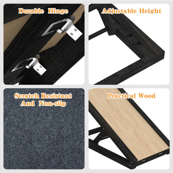 Advwin - Pet Ramp Dog Stairs Adjustable Ladder Black - petservo