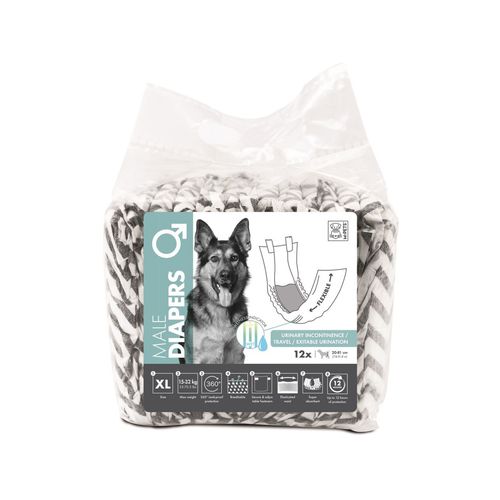 M-Pets - Male Dog/Puppy Pet Diapers Breathable Secure XL w/ Witness Indicator - 12pc