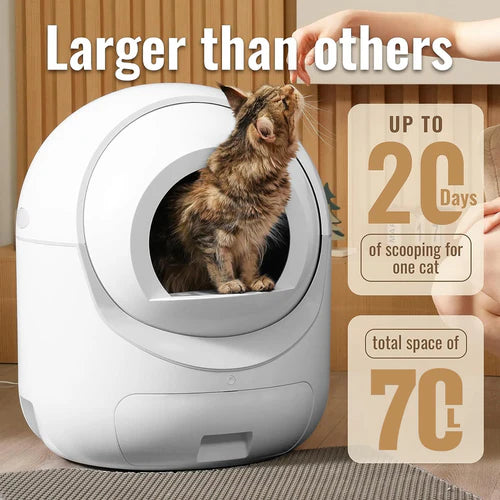 Advwin - Self Cleaning Automatic Cat Litter Box WiFi APP Control - white - petservo