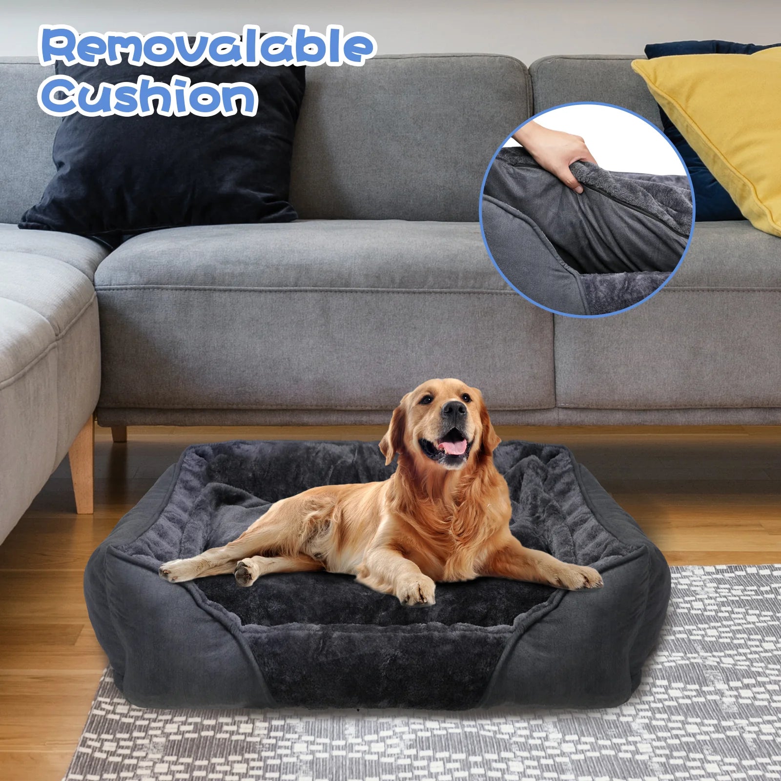 Advwin - Pet Bed for Large Dogs Cats Orthopedic Calming Soft Dog Bed