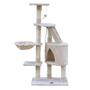 yes4pets - 120 cm Multi level Cat Kitten Scratching Post Tree-Beige - Pet Servo