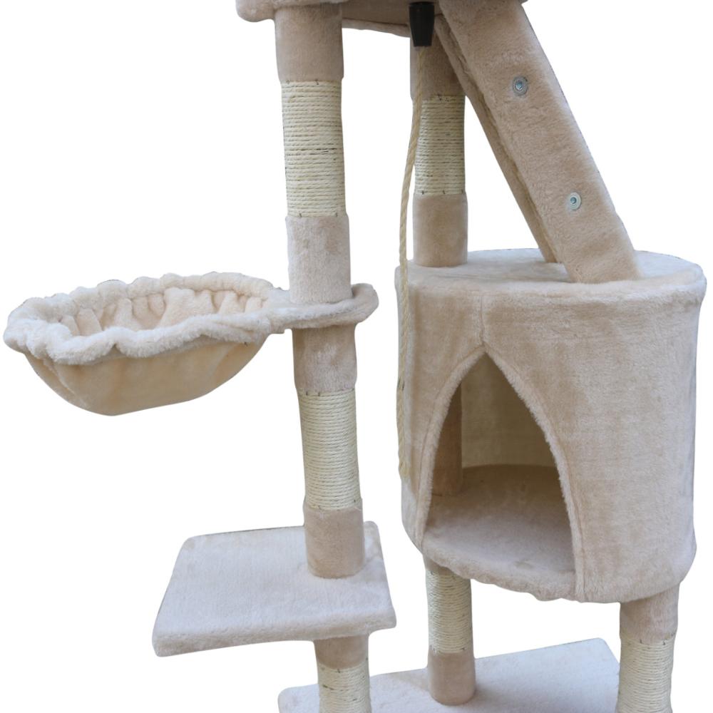 yes4pets - 120 cm Multi level Cat Kitten Scratching Post Tree-Beige - Pet Servo