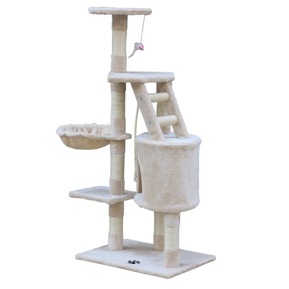 yes4pets - 120 cm Multi level Cat Kitten Scratching Post Tree-Beige - Pet Servo