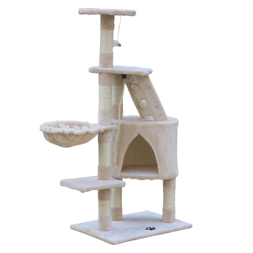 yes4pets - 120 cm Multi level Cat Kitten Scratching Post Tree-Beige - Pet Servo