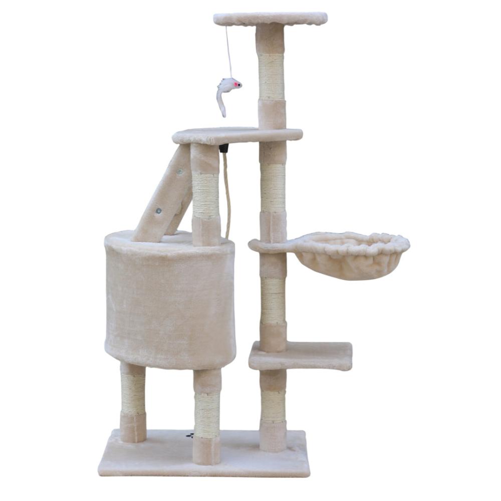 yes4pets - 120 cm Multi level Cat Kitten Scratching Post Tree-Beige - Pet Servo