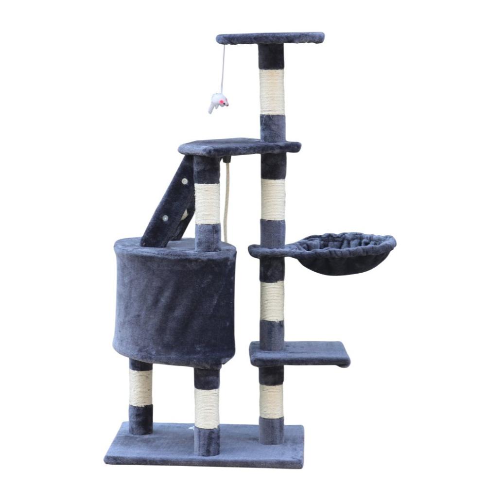 yes4pets - 120 cm Multi level Cat Kitten Scratching Post Tree-Grey - Pet Servo