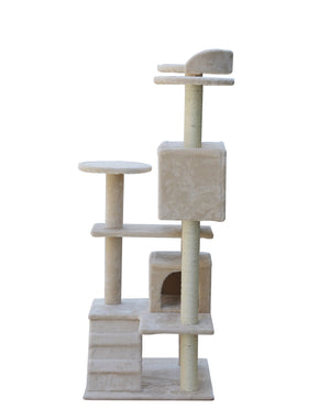 130 cm Beige Cat Scratching Post Tree Scratcher Pole-Beige - Pet Servo