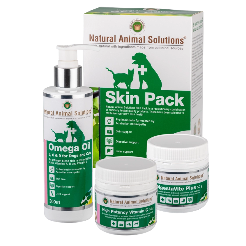 Nature Animal Solutions - Skin Pack - contains Omega Oil 3,6 & 9, DigestaVite Plus and High Potency Vitamin - Petservo