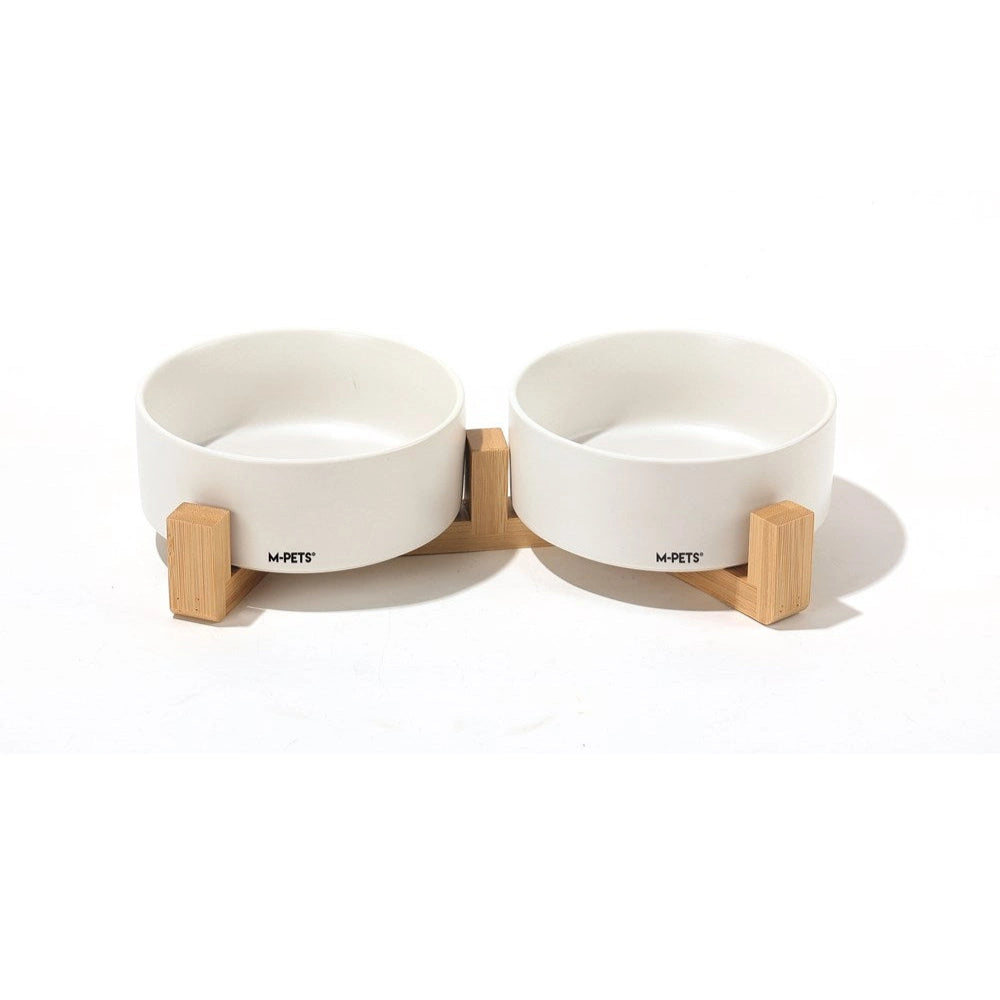 M-PETS - OPERA Ceramic Bowls with Bamboo Stand - petservo