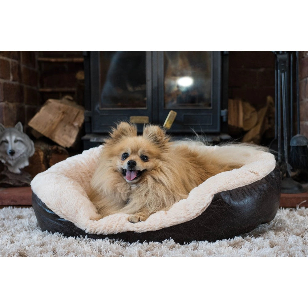 Rosewood - FAUX Leather Oval Bed - petservo