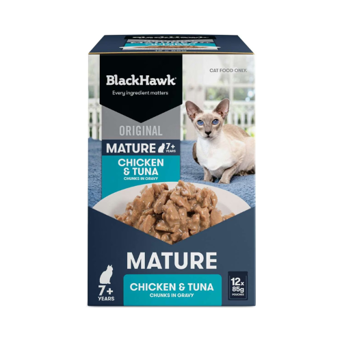 Black Hawk - Original Mature 7+ Pouches Chicken and Tuna 85g x 12 packs - Petservo