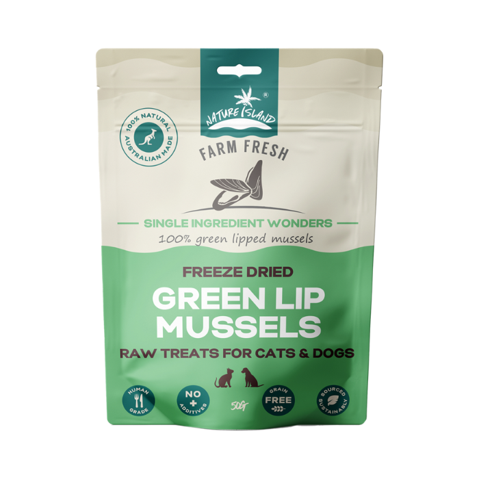 Nature Island - Freeze Dried Green lip mussels raw treats 50g for Pets