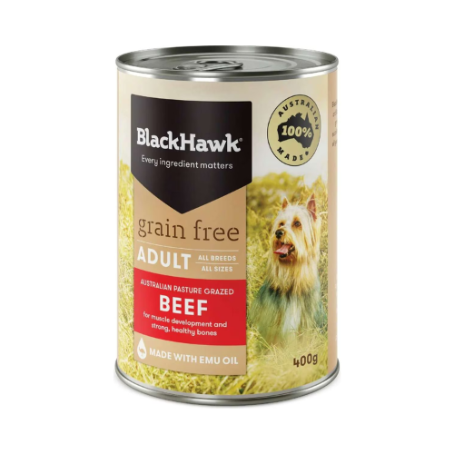 Black Hawk - Grain Free Beef Wet Dog Food 12x400g - Petservo