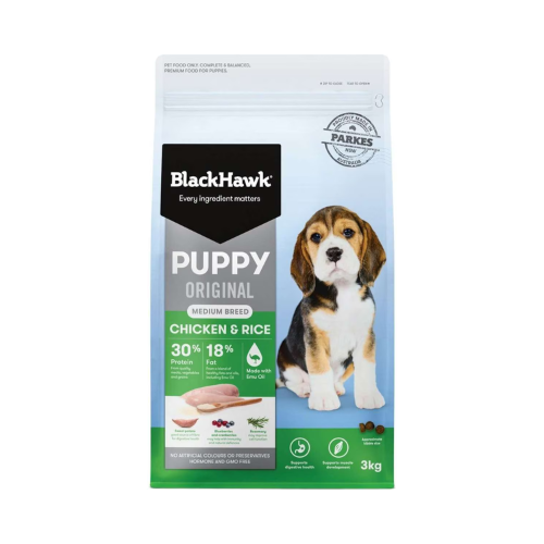 Black Hawk - Medium Breed Puppy Chicken And Rice Dry Dog Food 3kg - Petservo