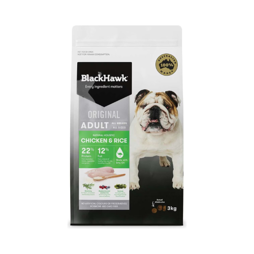 Black Hawk - Original Adult Chicken and Rice Dry Dog Food 3kg - Petservo