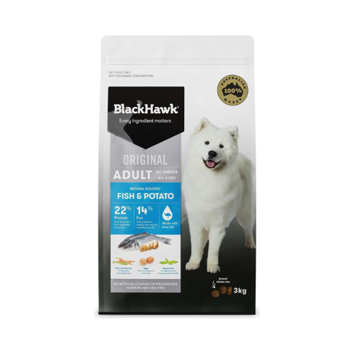 Black Hawk - Original Adult Fish and Potato Dry Dog Food 3kg - Petservo