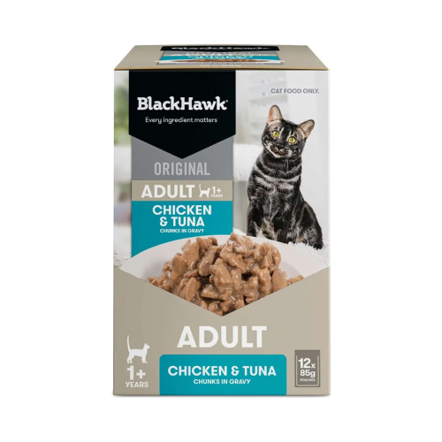 Black Hawk - Original Adult Pouches Chicken and Tuna 12 x 85g - Petservo