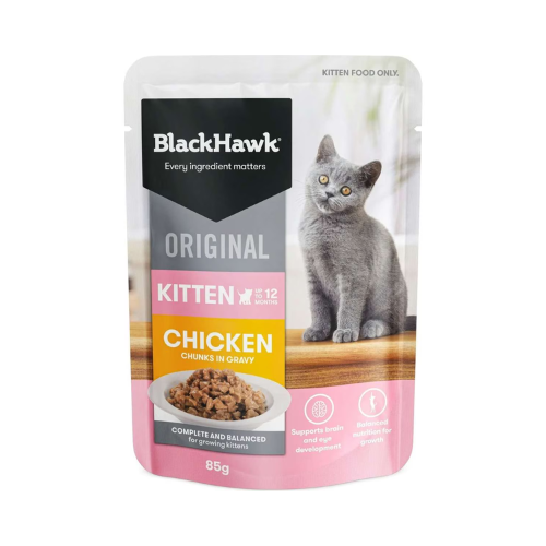 Black Hawk - Original Chicken Chunks in Gravy Kitten 12 x 85g - Petservo