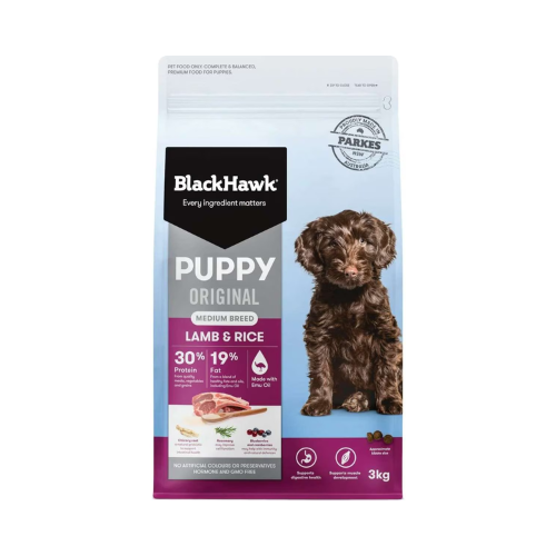 Black Hawk - Puppy Lamb and Rice Medium Breed Dry Dog Food 3kg - Petservo