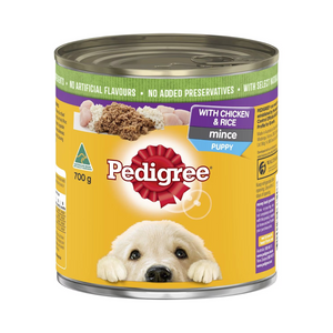 Pedigree - Puppy Wet Dog Food With Chicken & Rice Mince Can 700g - Petservo