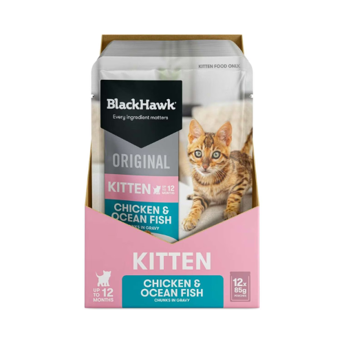 Black Hawk - Original Chicken and Ocean Fish in Gravy Kitten 12 x 85g - Petservo