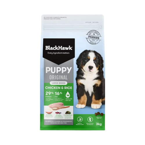 Black Hawk - Puppy Chicken & Rice Large Breed Dry Dog Food 3kg - Petservo