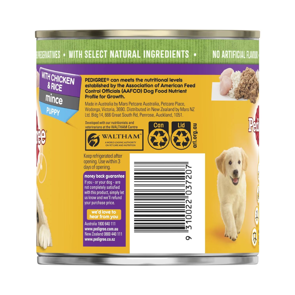 Pedigree - Puppy Wet Dog Food With Chicken & Rice Mince Can 700g - Petservo