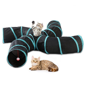 yes4pets - Pet Cat Kitten Puppy 4-Way Tunnel Play Toy Foldable Funny Exercise Tunnel Rabbit - Pet Servo