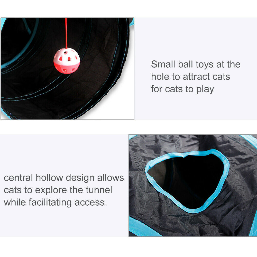 yes4pets - Pet Cat Kitten Puppy 4-Way Tunnel Play Toy Foldable Funny Exercise Tunnel Rabbit - Pet Servo