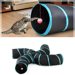 yes4pets - Pet Cat Kitten Puppy 4-Way Tunnel Play Toy Foldable Funny Exercise Tunnel Rabbit - Pet Servo