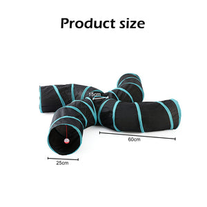 yes4pets - Pet Cat Kitten Puppy 4-Way Tunnel Play Toy Foldable Funny Exercise Tunnel Rabbit - Pet Servo