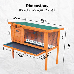 yes4pets - Rabbit Hutch Chicken Coop 91 x 45 x 70cm Free Standing Cage Run Eden - Pet Servo