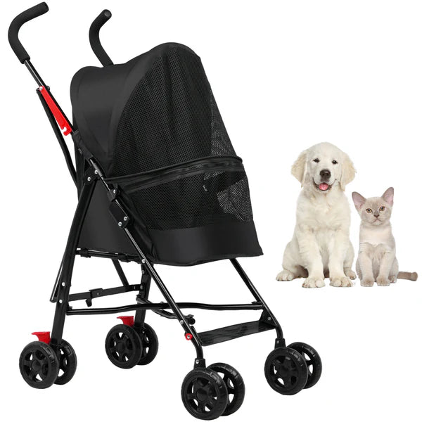 Advwin - Pet Stroller Foldable 4-Wheel - Black - petservo