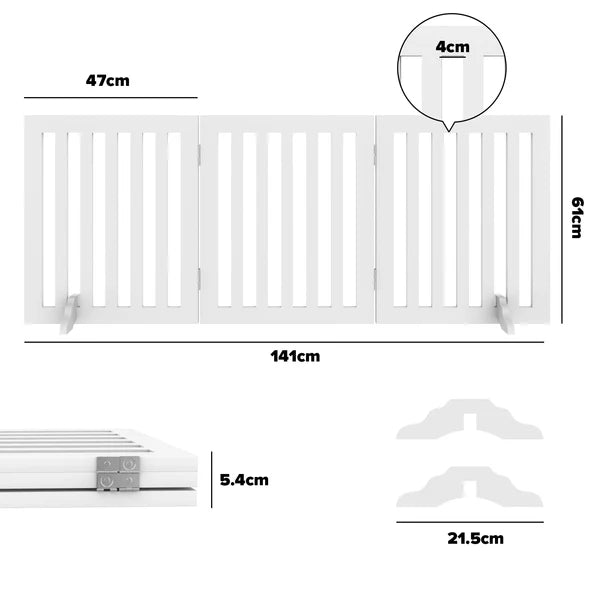 Advwin - Wooden Pet Gate Dog Fence 141*61CM - petservo