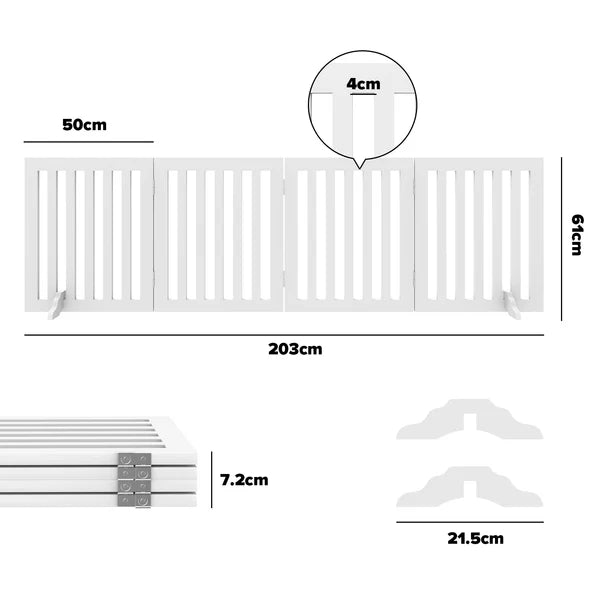 Advwin - Wooden Pet Gate Dog Fence 203*61CM - petservo