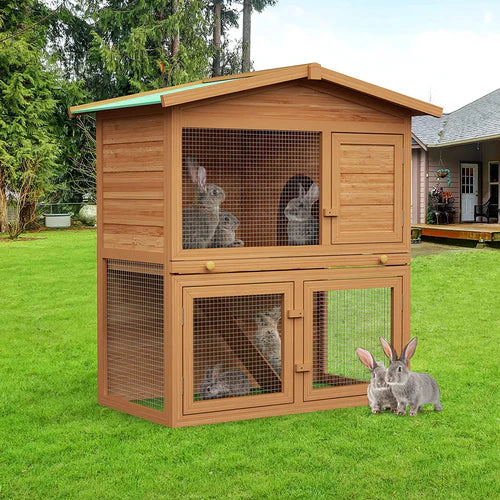 Advwin - Rabbit Hutch Chicken Coop 2 Level Wooden