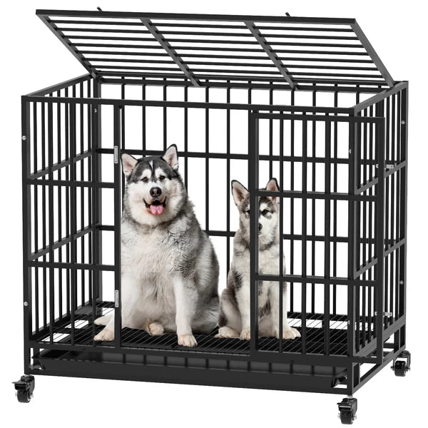 Advwin - 38 Inch Heavy Duty Dog Crate Metal 2 Doors - petservo