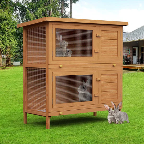 Advwin - Wooden Pet Hutch Rabbit Cage House 90x45x90