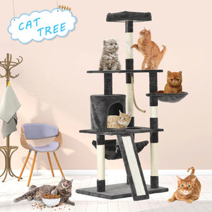 Advwin - 157cm Cat Scratching Post Tree - Dark Grey - petservo