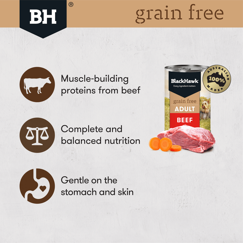 Black Hawk - Grain Free Dog Can - Beef - 400g - Petservo