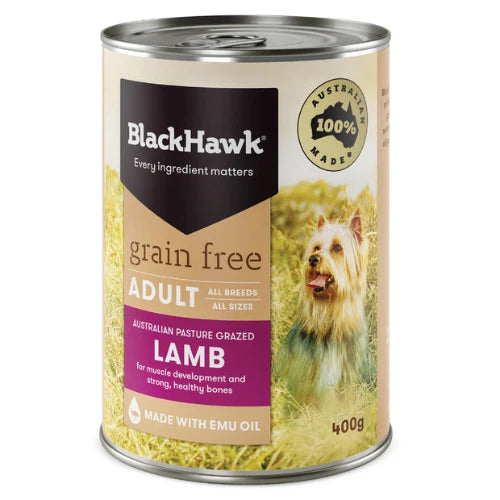 Black Hawk - Grain Free Lamb Adult Dog Can 12x400g - Petservo