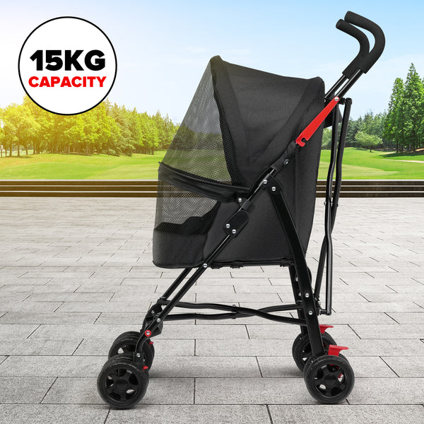 Advwin - Pet Stroller Foldable 4-Wheel - Black - petservo